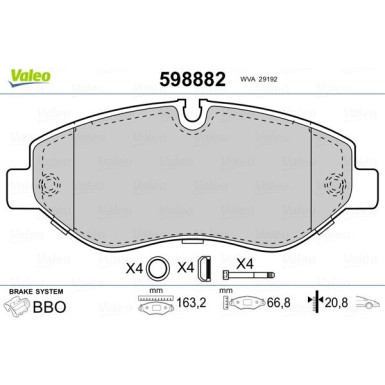 VALEO Bremsbeläge 598882