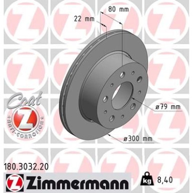ZIMMERMANN Bremsscheibe 180.3032.20 Coat Z