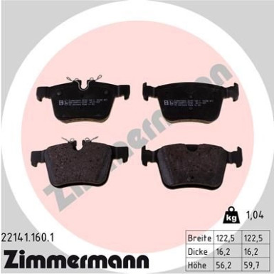 ZIMMERMANN Bremsbeläge | 22141.160.1