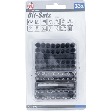 BGS Bit-Satz | kurz | Antrieb Außensechskant 6,3 mm (1/4"""") | verschiedene Profile | 33-tlg | 763