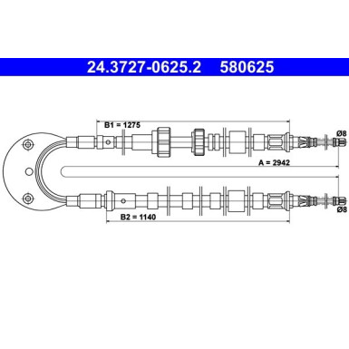 ATE Handbremsseil Seilzug Festellbremse 24.3727-0625.2 ATE Handbremsseil Seilzug Festellbremse 24.3727-0625.2