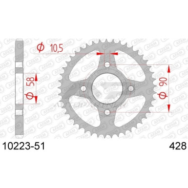 AFAM Kettenrad STAHL 51 Zähne | für 428 | 10223-51