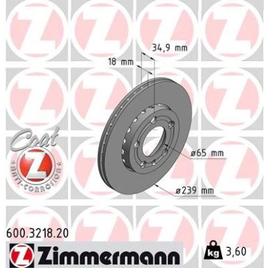 ZIMMERMANN Bremsscheibe | 600.3218.20