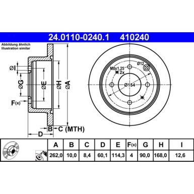Bremsscheibe Mitsubishi T. Galant/Lancer/Space Wagon 1.6-2.5 91 | 24.0110-0240.1