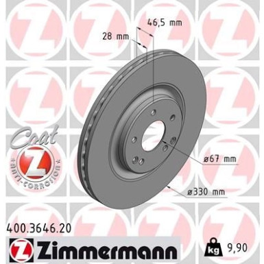 ZIMMERMANN Bremsscheibe | 400.3646.20