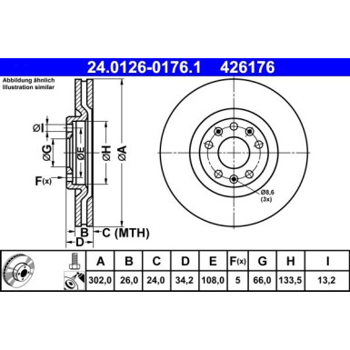 Bremsscheibe Peugeot P. Rcz 1.6 16V/2.0 Hdi 10 | 24.0126-0176.1