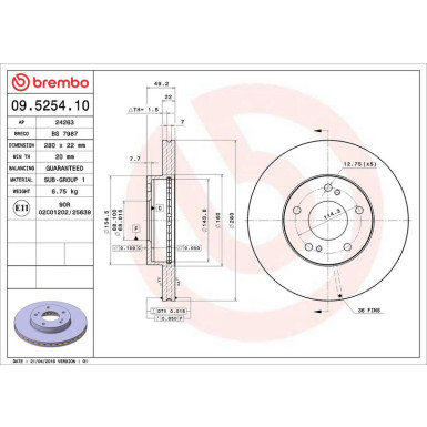 85 481 033 Bremsscheibe VA | NISSAN Maxima 88 | 09.5254.10