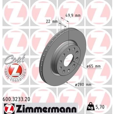 ZIMMERMANN Bremsscheibe | 600.3233.20
