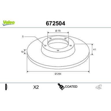 VALEO Bremsscheibe 672504 COATED