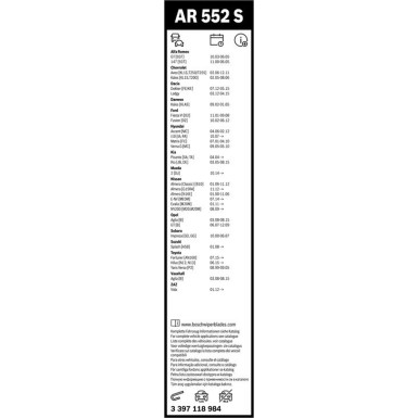 Scheibenwischer Aerotwin AR552S BOSCH | 3397118984