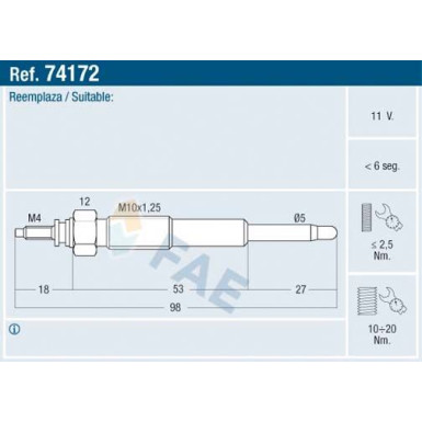 FAE Glühkerze 74172