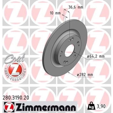 ZIMMERMANN Bremsscheibe 280.3190.20 Coat Z