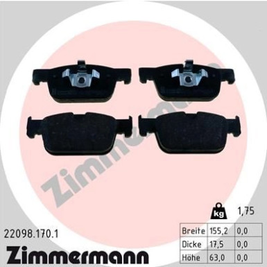 ZIMMERMANN Bremsbelagsatz, Scheibenbremse | 22098.170.1