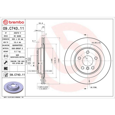 Bremsscheibe HA | BMW 2, X1, X2 13 | 09.C743.11