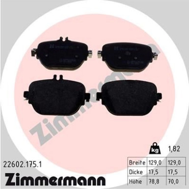 ZIMMERMANN Bremsbelagsatz, Scheibenbremse | 22602.175.1