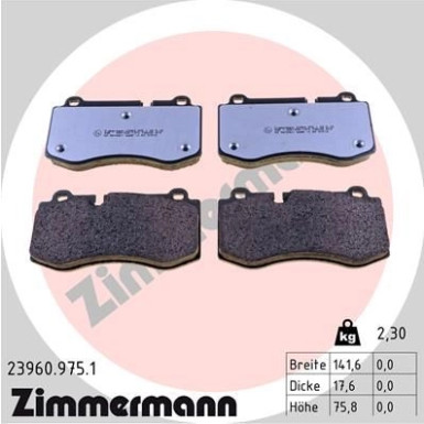 ZIMMERMANN Bremsbelagsatz, Scheibenbremse | 23960.975.1