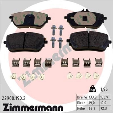 ZIMMERMANN Bremsbelagsatz, Scheibenbremse | 22988.190.2