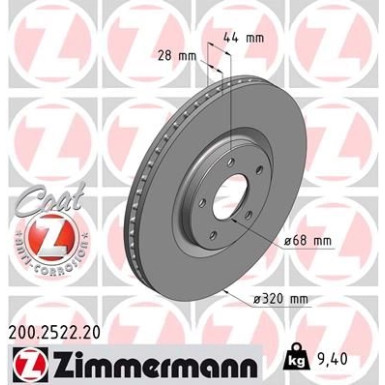 ZIMMERMANN Bremsscheibe 200.2522.20 Coat Z