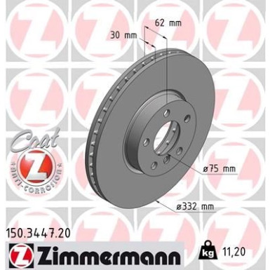 ZIMMERMANN Bremsscheibe 150.3447.20 Coat Z