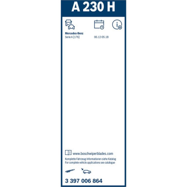 BOSCH | Scheibenwischer Aerotwin A230H | MB A-CLASS 220 d 4-matic 15 | 3397006864