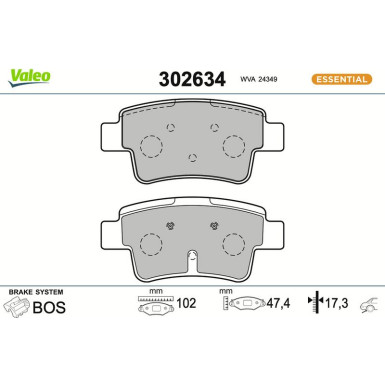 VALEO Bremsbeläge 302634