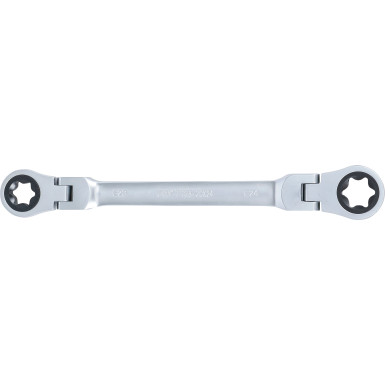BGS Doppel-Ratschen-Ringschlüssel abwinkelbar mit E-Profil Ringköpfen SW E20 x E24 71028-20X24
