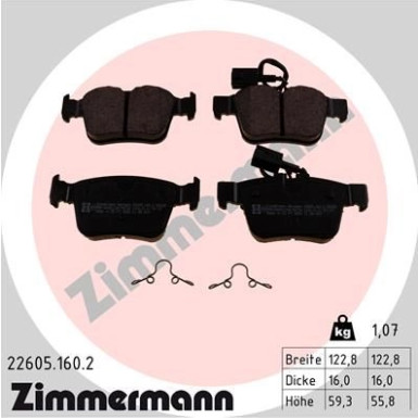ZIMMERMANN Bremsbelagsatz, Scheibenbremse | 22605.160.2