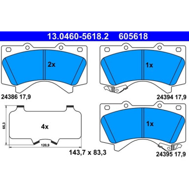 Bremsbelagsatz Toyota P. Land Cruiser 4.5 D/4.6-4.7 V8 08 | 13.0460-5618.2