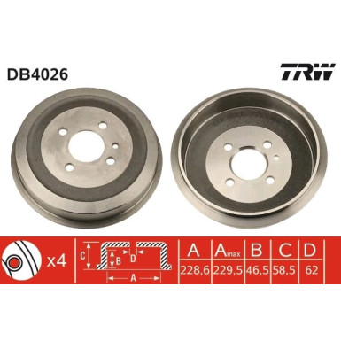 TRW Bremstrommel | DB4026
