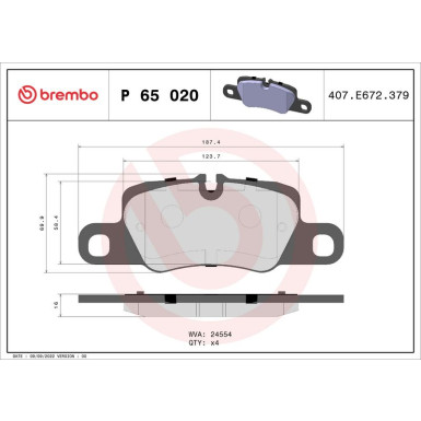 BREMBO Bremsklötze HA PORSCHE Panamera 09 PRIME LINE P 65 020