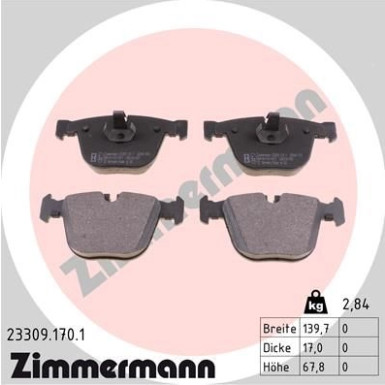 ZIMMERMANN Bremsbeläge | 23309.170.1