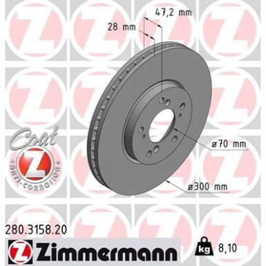 ZIMMERMANN Bremsscheibe | 280.3158.20