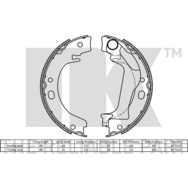 Handbremsbacken Toyota Corolla 02 | 2745748