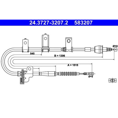 Seilzug, Feststellbremse | 24.3727-3207.2 Seilzug, Feststellbremse | 24.3727-3207.2