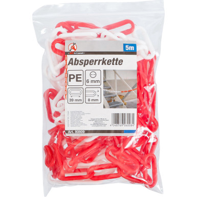 BGS Absperrkette | Rot-Weiß | Kunststoff | 5 m | 80809