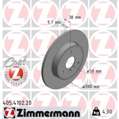 ZIMMERMANN Bremsscheibe | 405.4102.20