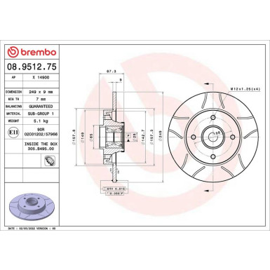 Bremsscheibe HA PEUGEOT 207 06 XTRA LINE - Max 08.9512.75