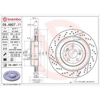 Bremsscheibe HA MERCEDES PRIME LINE - UV Coated 09.A907.11