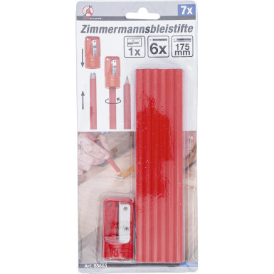 BGS Zimmermannsbleistifte | 175 mm | mit Spitzer | 7-tlg | 85853