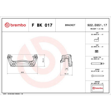 BREMBO Bremssattelhaltersatz | F BK 017