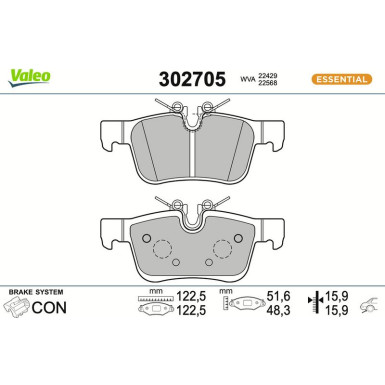VALEO Bremsbeläge 302705
