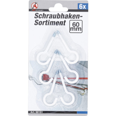 BGS Schraubhaken-Sortiment weiß kunststoffummantelt 60 mm 6-tlg BGS Do it yourself 88181