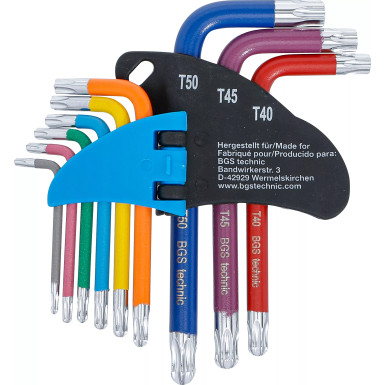 BGS Torx Winkelschlüssel-Satz Multicolour kurz mit Kugelkopf | 74466