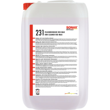 SONAX | FelgenReiniger Red Max | 25 l Kunststoffkanister | 02317050 SONAX | FelgenReiniger Red Max | 25 l Kunststoffkanister | 02317050
