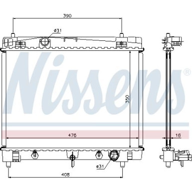 Wasserkühler PKW | TOYOTA YARIS 1.0i-1.3i AUT 05 | 64682