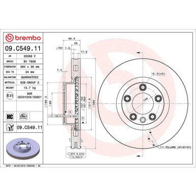 Bremsscheibe VA | PORSCHE Cayenne VW Touareg 10 | 09.C549.11