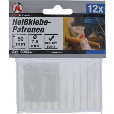 BGS Heißklebe-Patronen transparent Ø 7,5 mm, 50 mm 12-tlg BGS Do it yourself 80851