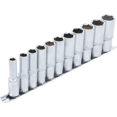BGS Steckschlüssel-Einsatz-Satz Sechskant, tief | Antrieb Innenvierkant 10 mm (3/8"""") | SW 8 - 19 mm | 11-tlg | 2222