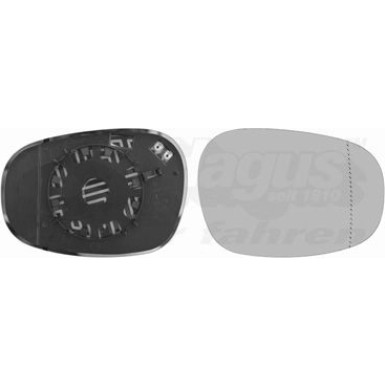 Aussenspiegelglas re. bhz BMW 3ER E90 asph., chrom/weiss OE 51167252894 HAGUS