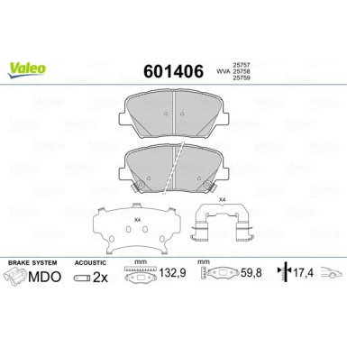 VALEO Bremsbeläge | 601406